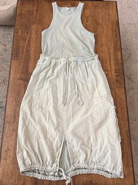 Daily Practice by Anthropologie Ribbed Tank Top Cargo Dress Light Sage